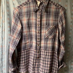 Plaid Button-up Blouse